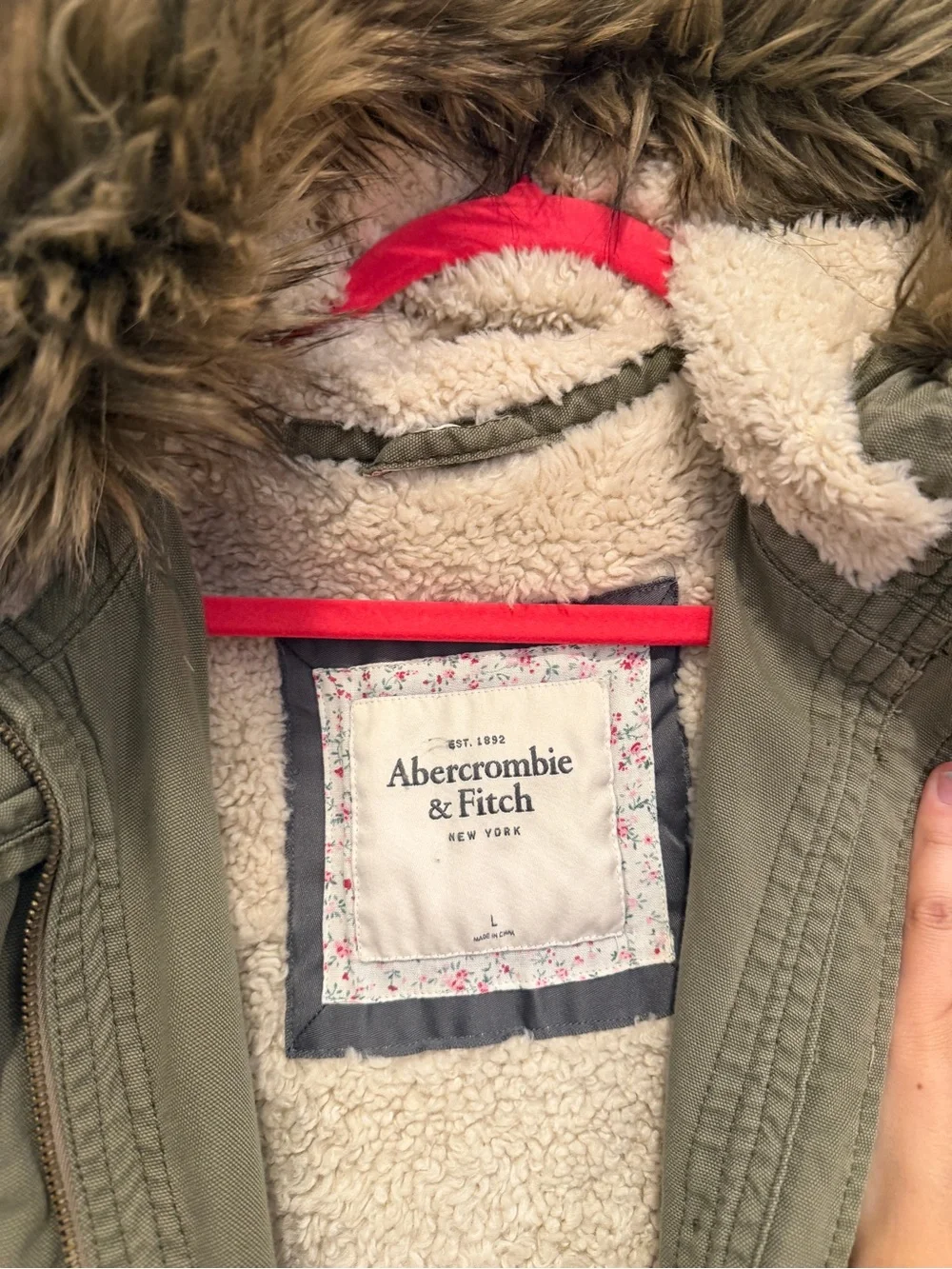 Abercrombie & Fitch y2k Olive Green Utility Parka Faux Fur Hood